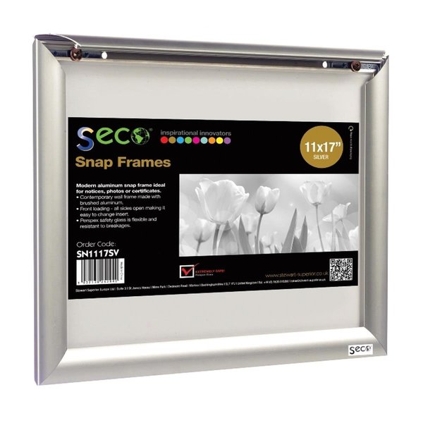 Seco 11 x 17 in. Front Load Easy Open Snap Poster-Picture Silver Anodized Aluminum Frame SE475929